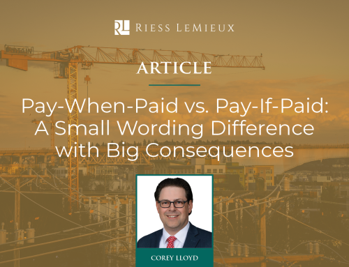 Corey S. Lloyd Authors Article on Pay-When-Paid and Pay-If-Paid Clauses
